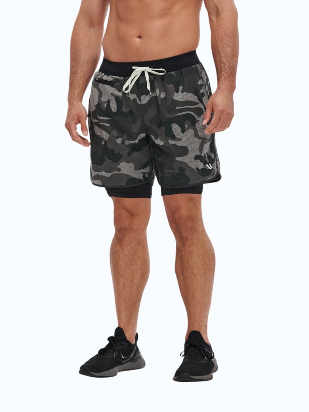Vuori Stockton Shorts Men's L Gray Camo Camouflage Compression Liner Athletic
